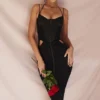 Maya svart midi-kjol med rynker