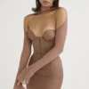 Mayara Mocha strukturert korsetterminikjole