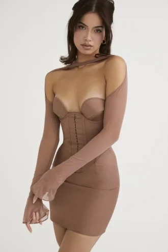 Mayara Mocha strukturert korsetterminikjole