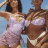 Medea Violet Floral Bandeau-Bikinier-Topper