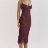 Melina Mulberry Lace Midi-kjoler