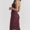 Melina Mulberry Lace Midi-kjoler