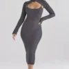 Meliora Charcoal Knit Midi Kjoler