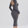 Meliora Charcoal Knit Midi Kjoler