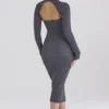 Meliora Charcoal Knit Midi Kjoler