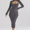 Meliora Charcoal Knit Midi Kjoler