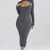 Meliora Charcoal Knit Midi Kjoler