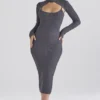 Meliora Charcoal Knit Midi Kjoler