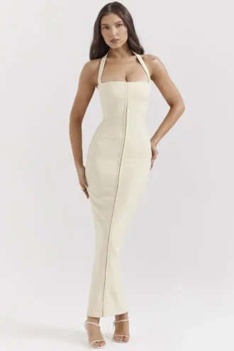 Mia Ecru Halter Maxi-kjoler