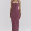 Mia Mulberry Twill Halter Maxi-kjoler