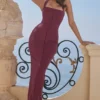 Mia Mulberry Twill Halter Maxi-kjoler