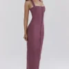 Mia Mulberry Twill Halter Maxi-kjoler