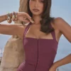 Mia Mulberry Twill Halter Maxi-kjoler