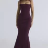Milena mørk kirsebærfarget korsett-maxidress