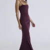 Milena mørk kirsebærfarget korsett-maxidress