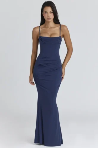 Milena Navy korsetter-maxidress