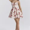 Minimoiselle italiensk roseprint-minikjole i tyll
