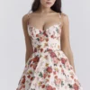 Minimoiselle italiensk roseprint-minikjole i tyll