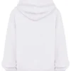 Mirage hvit bomullsfleece-hettegenser med glidelås