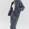 Mirage Slate bomullsfleece-hettegenser med glidelås