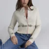 Mistle-Bow kremfarget jacquard-ullCardigan
