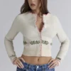 Mistle-Bow kremfarget jacquard-ullCardigan