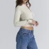 Mistle-Bow kremfarget jacquard-ullCardigan