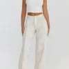 Mistress Rocks Cream Dusty Print Frayed Jeans – Salg