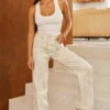 Mistress Rocks Cream Dusty Print Frayed Jeans – Salg