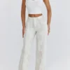 Mistress Rocks Cream Dusty Print Frayed Jeans – Salg