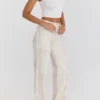 Mistress Rocks Cream Dusty Print Frayed Jeans – Salg