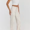 Mistress Rocks Cream Dusty Print Frayed Jeans – Salg