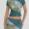 Mistress Rocks Ocean Teal Panelled Mini Skjørt – Salg