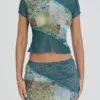 Mistress Rocks Ocean Teal Panelled Mini Skjørt – Salg