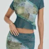 Mistress Rocks Ocean Teal Panelled Mini Skjørt – Salg