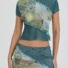 Mistress Rocks Ocean Teal Panelled Mini Skjørt – Salg