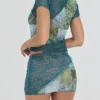 Mistress Rocks Ocean Teal Panelled Mini Skjørt – Salg