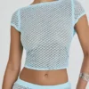 Mistress Rocks Seafoam Knit Open Back Ruffle Top – Salg