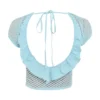 Mistress Rocks Seafoam Knit Open Back Ruffle Top – Salg