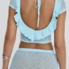 Mistress Rocks Seafoam Knit Open Back Ruffle Top – Salg