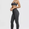 Mitzi mørkegrå ribbestrikkede leggings