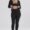 Mitzi svarte ribbestrikkede Leggings