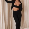 Mitzi svarte ribbestrikkede Leggings