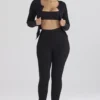 Mitzi svarte ribbestrikkede Leggings