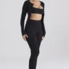 Mitzi svarte ribbestrikkede Leggings
