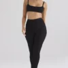 Mitzi svarte ribbestrikkede Leggings