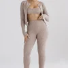 Mitzi Taupe ribbestrikkede Leggings