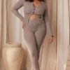 Mitzi Taupe ribbestrikkede Leggings