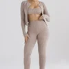 Mitzi Taupe ribbestrikkede Leggings