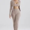 Mitzi Taupe ribbestrikkede Leggings